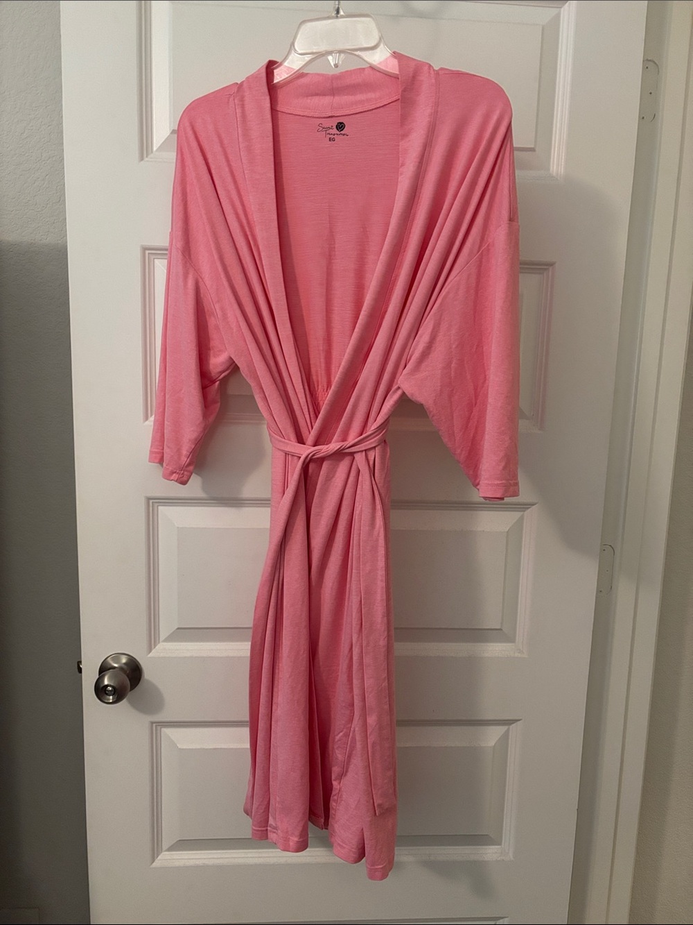 Secret Treasures Pink Heather Wrap Robe SZ XL short sleeve attached belt light